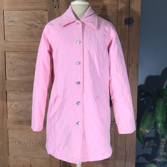 DEBRA DERO QUILTED PINK SPRING COAT, JACKET,  sz Sm EASTER mid length - Picture 1 of 8